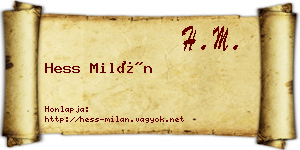 Hess Milán névjegykártya