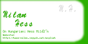 milan hess business card